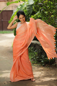 Butter Scotch - Orange Mangalagiri Plain Cotton Saree - CS-11