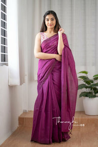 Magic - Pink Mangalagiri Plain Cotton Saree - CS-27