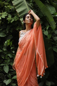 Butter Scotch - Orange Mangalagiri Plain Cotton Saree - CS-11