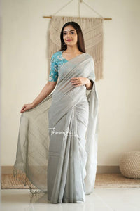 Gorgeous - Off White Mangalagiri Plain Cotton Saree - CS-28