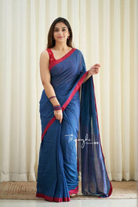 Blue Orchid - Blue Mangalagiri Plain Cotton Saree - CS-32