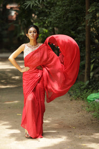 Angelica -Red Mangalagiri Plain Cotton Saree - CS-01