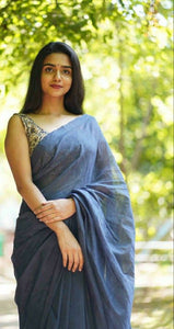 Beautiful - Blue Mangalagiri Plain Cotton Saree - CS-17