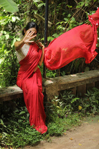 Angelica -Red Mangalagiri Plain Cotton Saree - CS-01