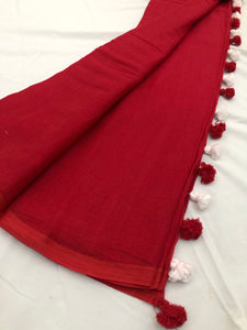 Angelica -Red Mangalagiri Plain Cotton Saree - CS-01