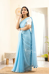 Blue Orchid- Blue Mangalagiri Plain Cotton Saree - CS-36