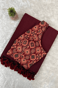 Magic - Maroon Mangalagiri Plain Cotton Saree - PC-21