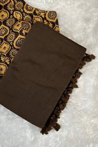 Attractive - Coffee Mangalagiri Plain Cotton Saree - PC-22