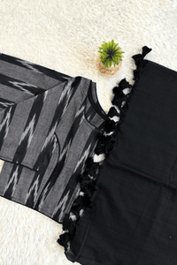 Dahlia - Black Mangalagiri Plain Cotton Saree - PC-28