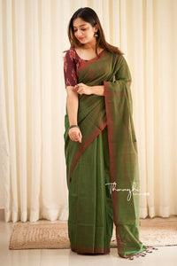 Attractive - Green Mangalagiri Plain Cotton Saree - CS-18