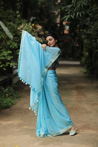 Thenmozhi Exclusive - Mangalagiri Blue Cotton Saree - CS-02