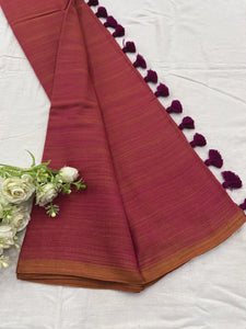 Attractive - Red Mangalagiri Plain Cotton Saree - PC-43