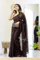 Brown - Brown Mangalagiri Plain Cotton Saree