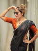 Beautiful - black Mangalagiri Plain Cotton Saree - PC-54