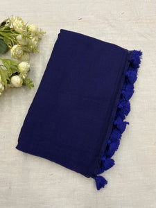 Magic - Navy Blue Mangalagiri Plain Cotton Saree - CS-04