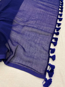 Magic - Navy Blue Mangalagiri Plain Cotton Saree - CS-04