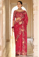 Red Organza Embroidered Saree With Designer Blouse