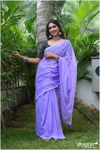 Attractive - Mangalagiri Lavender Plain Cotton Saree - CS-05