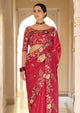 Red Organza Embroidered Saree With Designer Blouse