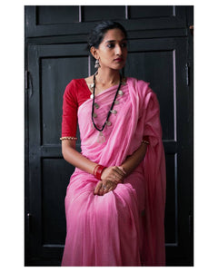 Bubblegum - Pink Mangalagiri Plain Cotton Saree - CS-08