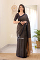 Chocolate Oreo - Black Mangalagiri Plain Cotton Saree