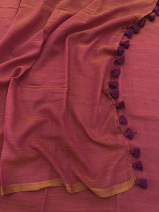 Attractive - Red Mangalagiri Plain Cotton Saree - PC-43