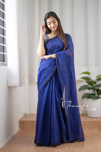 Blueberry Cheese Cake - Blue Mangalagiri Plain Cotton Saree