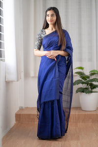 Blueberry Cheese Cake - Blue Mangalagiri Plain Cotton Saree