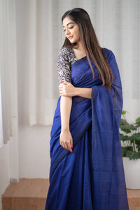 Blueberry Cheese Cake - Blue Mangalagiri Plain Cotton Saree