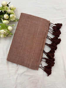 Catchy - Lightcoffee  Mangalagiri Plain Cotton Saree - PC-49