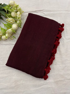 Catchy - Maroon Mangalagiri Plain Cotton Saree - PC-51