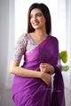 Salvia - Purple Mangalagiri Plain Cotton Saree