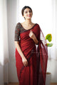 Dahlia - Maroon Mangalagiri Plain Cotton Saree