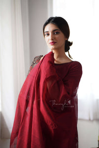 Dahlia - Maroon Mangalagiri Plain Cotton Saree