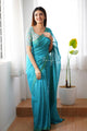 Blue Orchid - Blue Mangalagiri Plain Cotton Saree