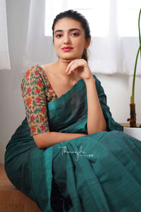 Angelica -Green Mangalagiri Plain Cotton Saree