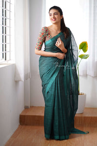 Angelica -Green Mangalagiri Plain Cotton Saree