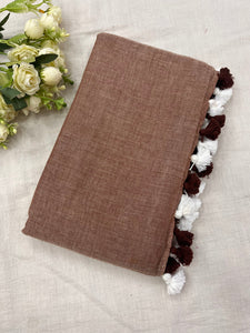 Catchy - Lightcoffee  Mangalagiri Plain Cotton Saree - PC-48