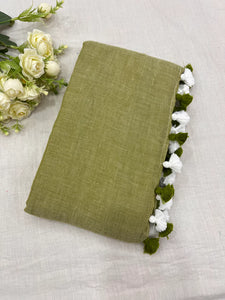 Bubblegum - pista Mangalagiri Plain Cotton Saree - PC-47