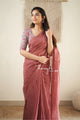 Old Rose Kulfi - Pink Mangalagiri Plain Cotton Saree