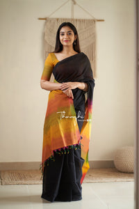 Thenmozhi Exclusive - Mangalagiri Black Cotton Saree