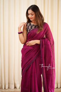 Magic - Pink Mangalagiri Plain Cotton Saree