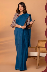 Beautiful - Blue Mangalagiri Plain Cotton Saree - CS-39