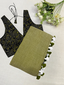 Bubblegum - pista Mangalagiri Plain Cotton Saree - PC-47