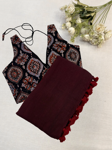 Catchy - Maroon Mangalagiri Plain Cotton Saree - PC-51