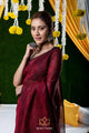 Wine Color Handwoven Linen Saree