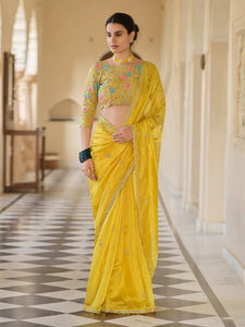 New Designer Style Saree Heavy Embroidered Work With Designer Blouse