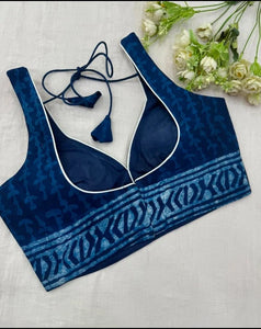 Magic- Blue Mangalagiri Plain Cotton Saree - PC-37