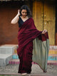 Maroon Acrylic Cotton Saree With Blouse Piece