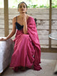 Pink Soft Mulmul Cotton Simple Saree With Tassels